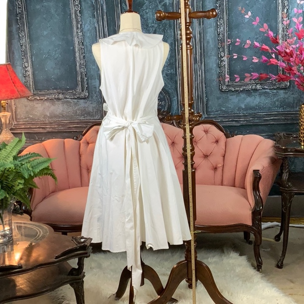 LRL Ralph Lauren White Summer classic wrap Dress with a ruffle V - Picture 4 of 14